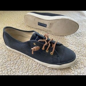 Sperry topsider canvas slip on boat shoes - black